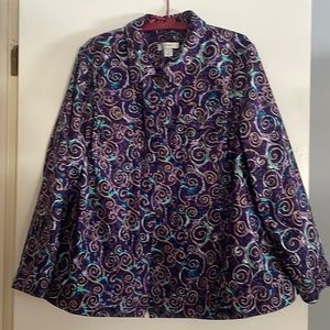 CJ Banks long sleeve purple shirt with swirl design